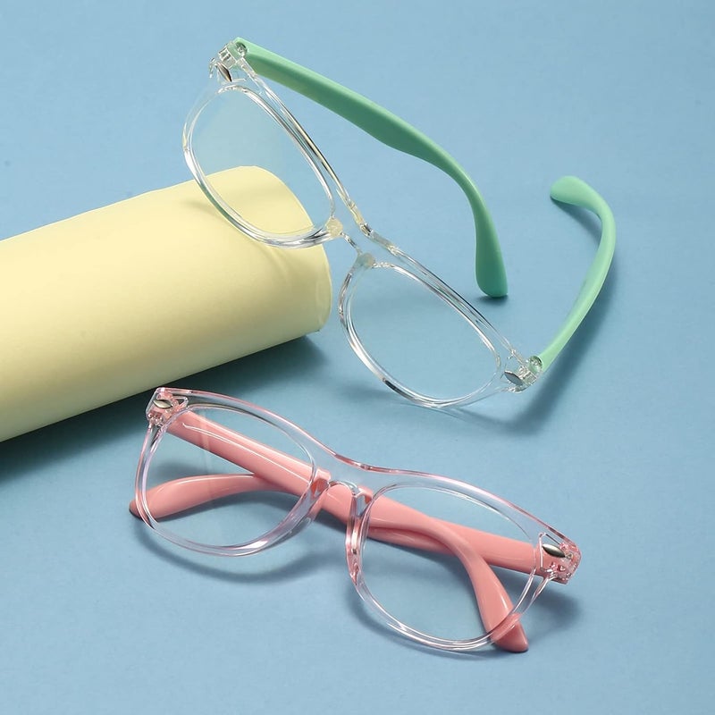 FANNYGO Store 3 Pack kids Blue Light Blocking Glasses For Girls And Boys Computer Blue Light Blocking Glasses For Age 3-9 (Dark blue + Light pink +Light green) - Image 5